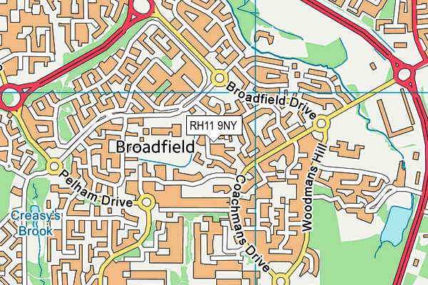 RH11 9NY map - OS VectorMap District (Ordnance Survey)