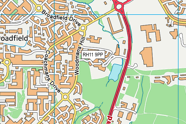 RH11 9PP map - OS VectorMap District (Ordnance Survey)