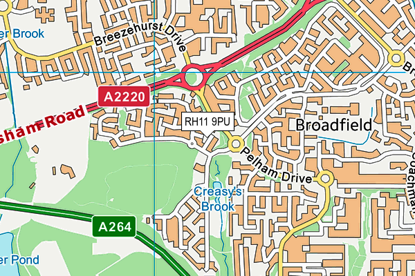 RH11 9PU map - OS VectorMap District (Ordnance Survey)