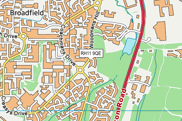 RH11 9QE map - OS VectorMap District (Ordnance Survey)