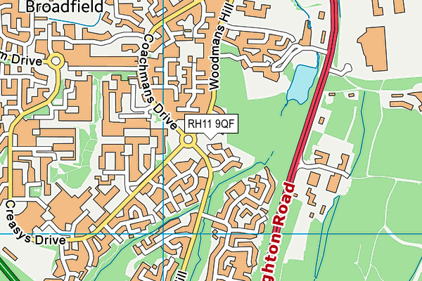 RH11 9QF map - OS VectorMap District (Ordnance Survey)