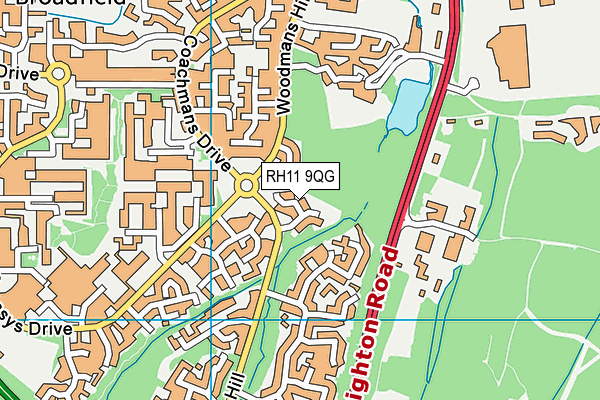 RH11 9QG map - OS VectorMap District (Ordnance Survey)