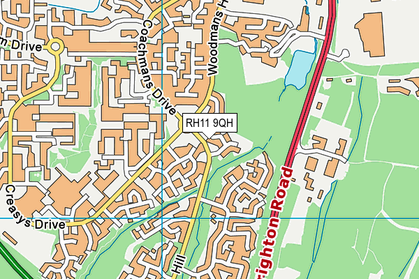 RH11 9QH map - OS VectorMap District (Ordnance Survey)