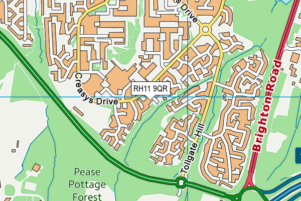 RH11 9QR map - OS VectorMap District (Ordnance Survey)