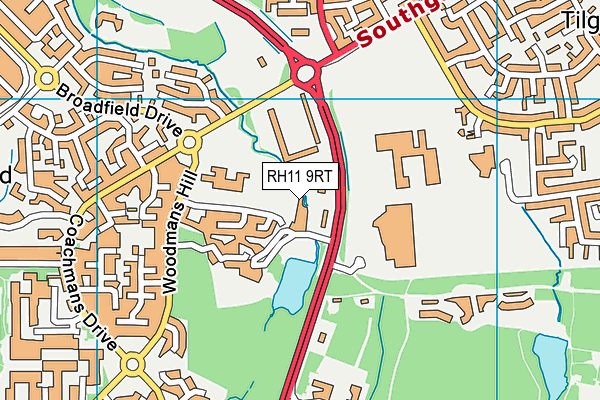 RH11 9RT map - OS VectorMap District (Ordnance Survey)
