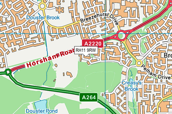 RH11 9RW map - OS VectorMap District (Ordnance Survey)