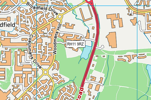 RH11 9RZ map - OS VectorMap District (Ordnance Survey)