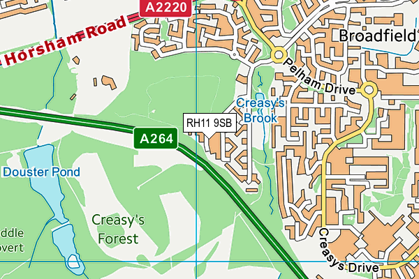 RH11 9SB map - OS VectorMap District (Ordnance Survey)