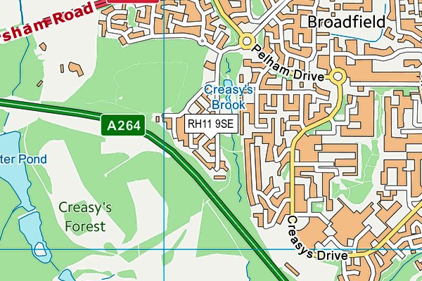 RH11 9SE map - OS VectorMap District (Ordnance Survey)