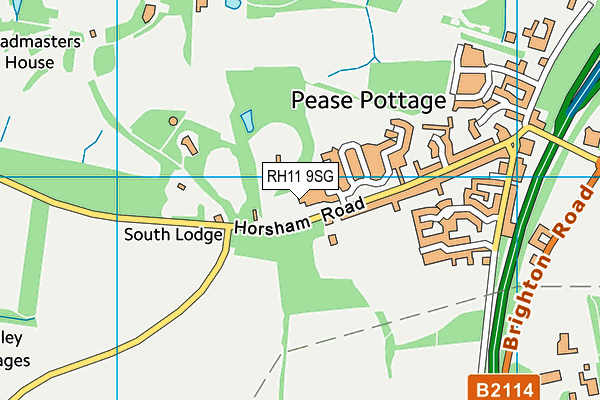 Pease Pottage Golf Course & Driving Range (Closed) map (RH11 9SG) - OS VectorMap District (Ordnance Survey)