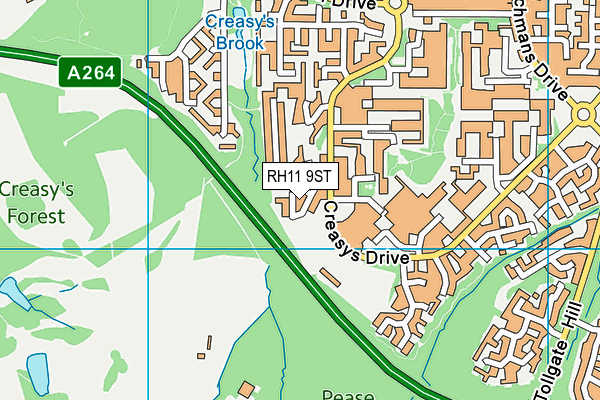 RH11 9ST map - OS VectorMap District (Ordnance Survey)