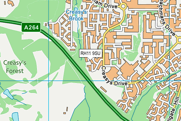 RH11 9SU map - OS VectorMap District (Ordnance Survey)