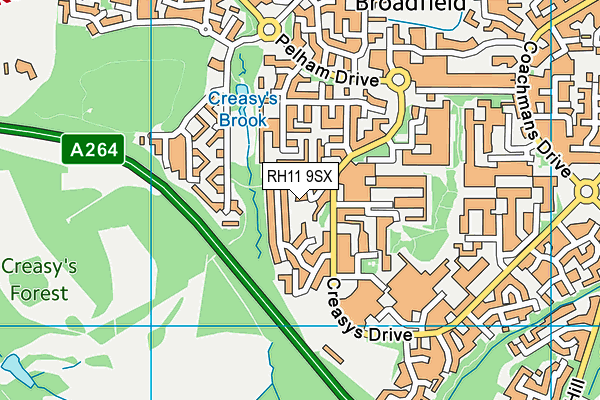 RH11 9SX map - OS VectorMap District (Ordnance Survey)
