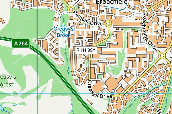 RH11 9SY map - OS VectorMap District (Ordnance Survey)