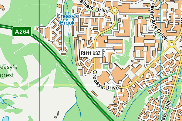 RH11 9SZ map - OS VectorMap District (Ordnance Survey)