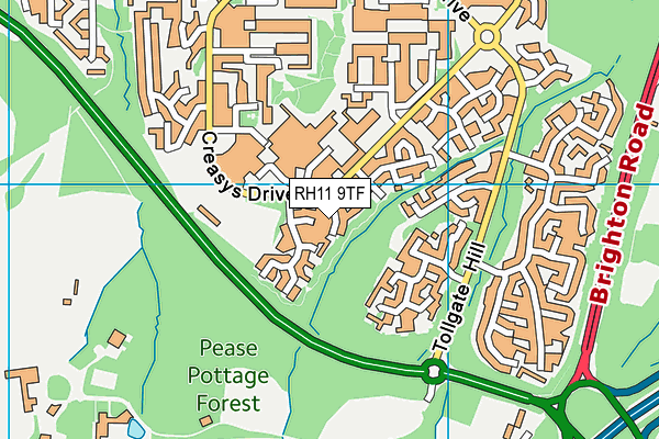 RH11 9TF map - OS VectorMap District (Ordnance Survey)