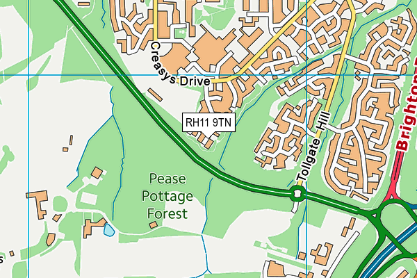 RH11 9TN map - OS VectorMap District (Ordnance Survey)
