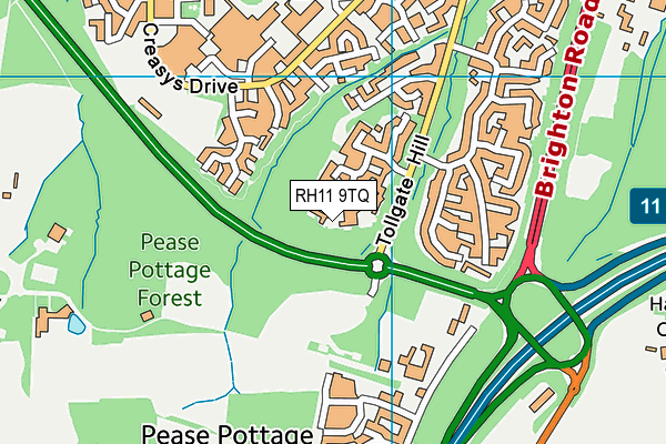 RH11 9TQ map - OS VectorMap District (Ordnance Survey)