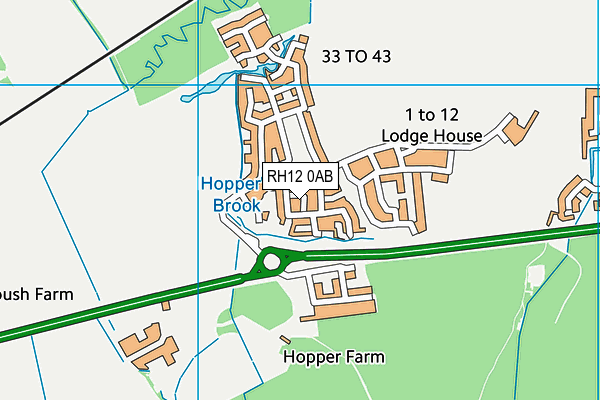 RH12 0AB map - OS VectorMap District (Ordnance Survey)