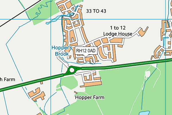 RH12 0AD map - OS VectorMap District (Ordnance Survey)