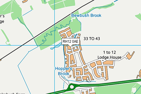 RH12 0AE map - OS VectorMap District (Ordnance Survey)