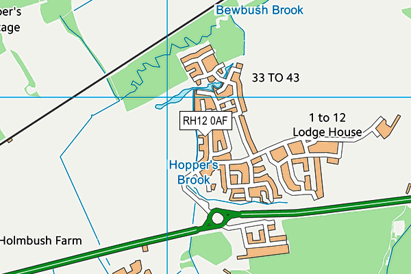 RH12 0AF map - OS VectorMap District (Ordnance Survey)