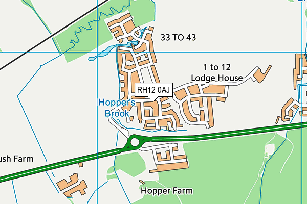 RH12 0AJ map - OS VectorMap District (Ordnance Survey)