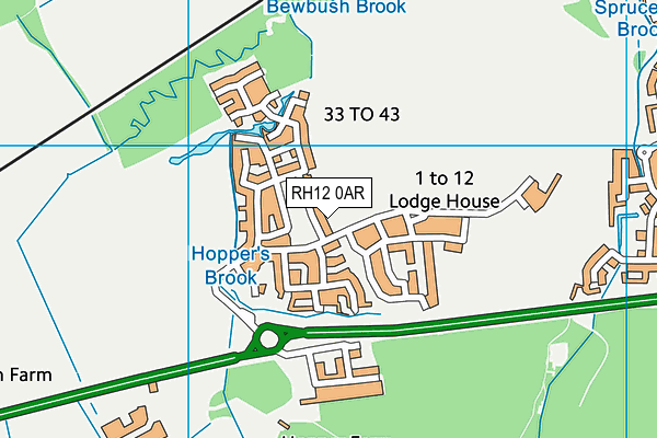 RH12 0AR map - OS VectorMap District (Ordnance Survey)