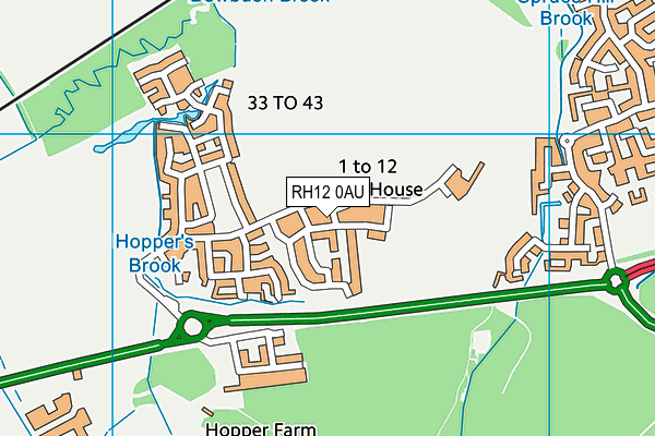 RH12 0AU map - OS VectorMap District (Ordnance Survey)