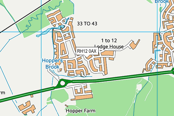 RH12 0AX map - OS VectorMap District (Ordnance Survey)