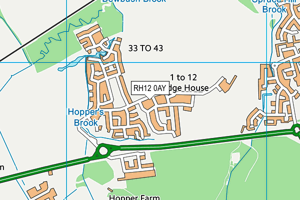 RH12 0AY map - OS VectorMap District (Ordnance Survey)