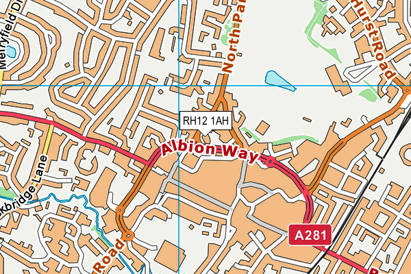 RH12 1AH map - OS VectorMap District (Ordnance Survey)