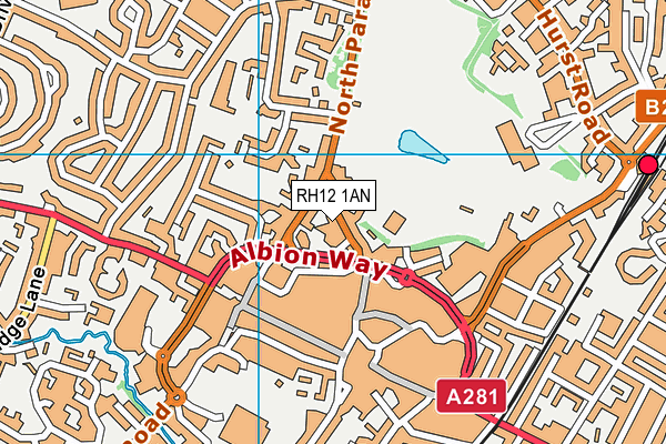 RH12 1AN map - OS VectorMap District (Ordnance Survey)