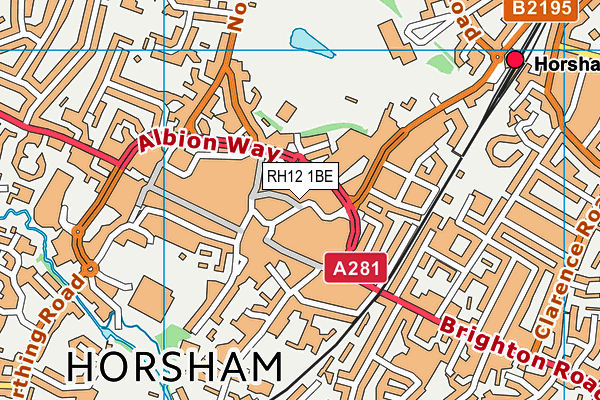 RH12 1BE map - OS VectorMap District (Ordnance Survey)