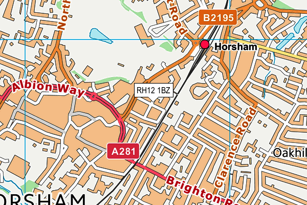 RH12 1BZ map - OS VectorMap District (Ordnance Survey)