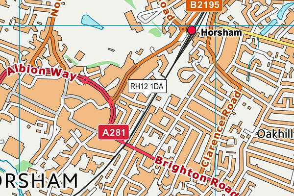 RH12 1DA map - OS VectorMap District (Ordnance Survey)