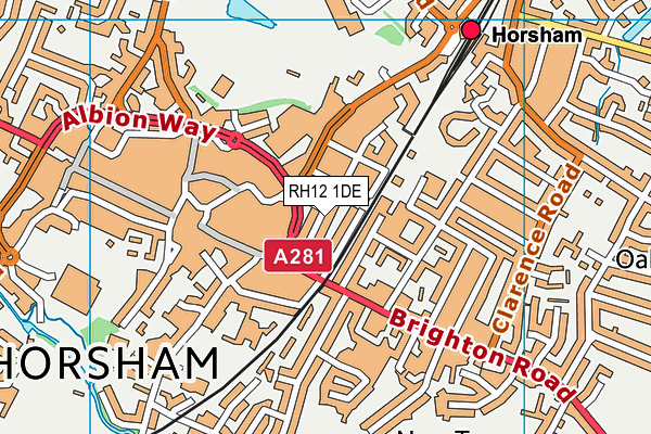 RH12 1DE map - OS VectorMap District (Ordnance Survey)