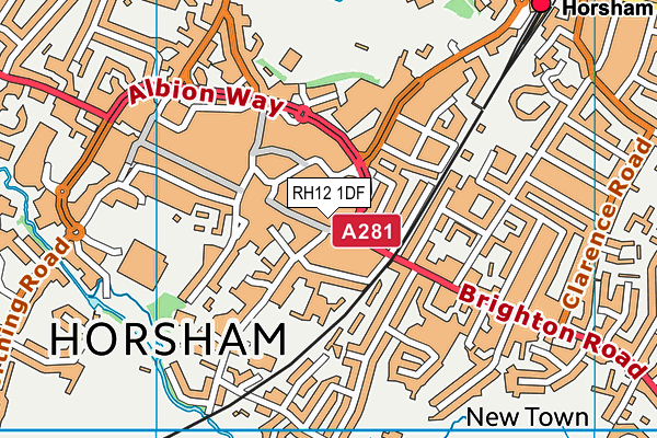 RH12 1DF map - OS VectorMap District (Ordnance Survey)