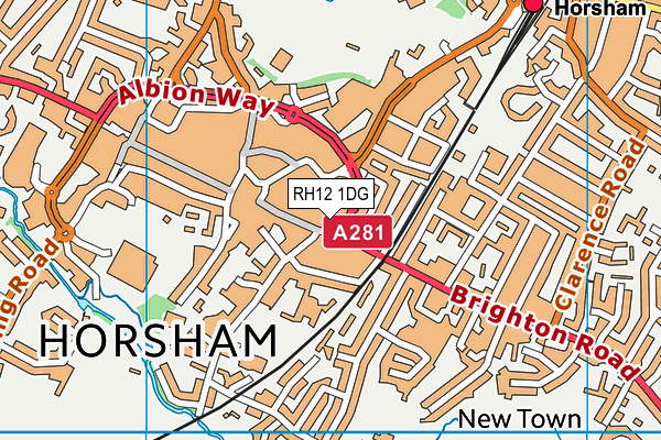 RH12 1DG map - OS VectorMap District (Ordnance Survey)