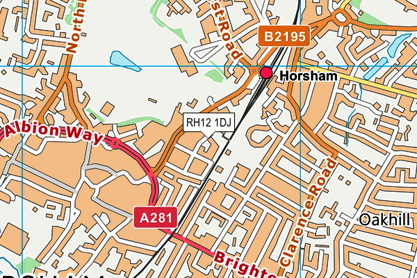 RH12 1DJ map - OS VectorMap District (Ordnance Survey)