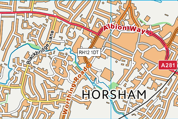 RH12 1DT map - OS VectorMap District (Ordnance Survey)