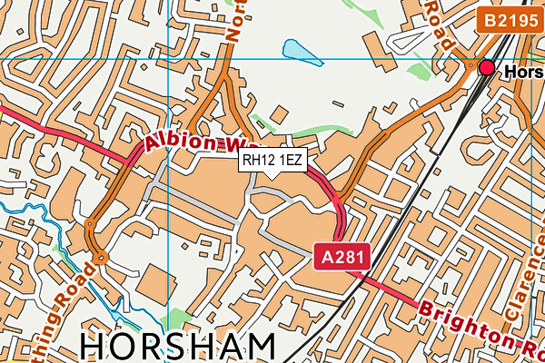 RH12 1EZ map - OS VectorMap District (Ordnance Survey)