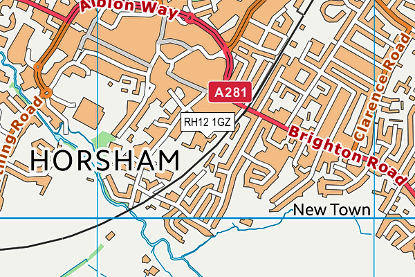 RH12 1GZ map - OS VectorMap District (Ordnance Survey)
