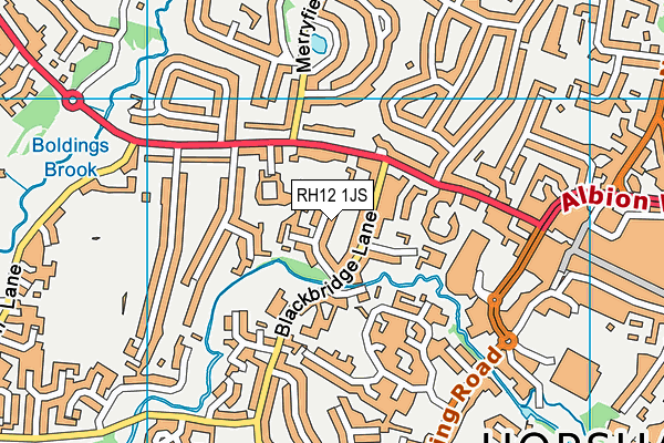 RH12 1JS map - OS VectorMap District (Ordnance Survey)