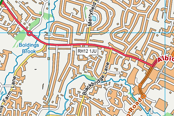 RH12 1JU map - OS VectorMap District (Ordnance Survey)