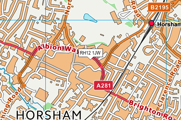 RH12 1JW map - OS VectorMap District (Ordnance Survey)