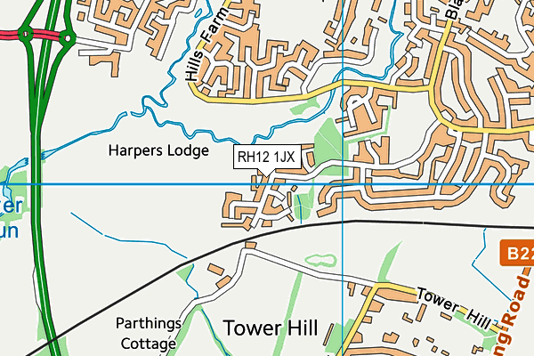 RH12 1JX map - OS VectorMap District (Ordnance Survey)
