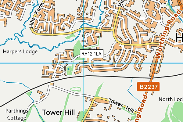 RH12 1LA map - OS VectorMap District (Ordnance Survey)
