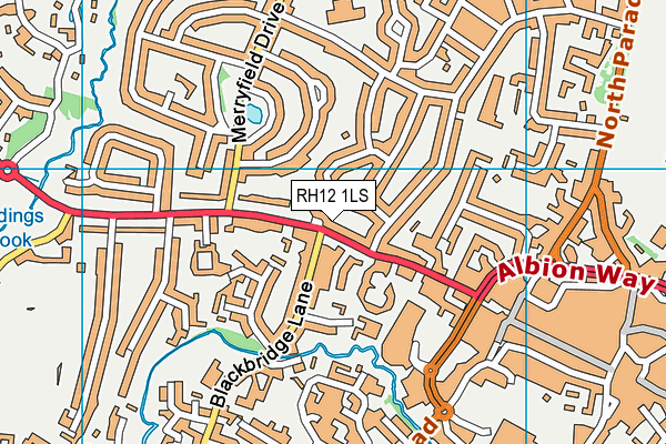 RH12 1LS map - OS VectorMap District (Ordnance Survey)