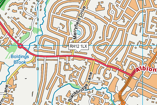 RH12 1LX map - OS VectorMap District (Ordnance Survey)